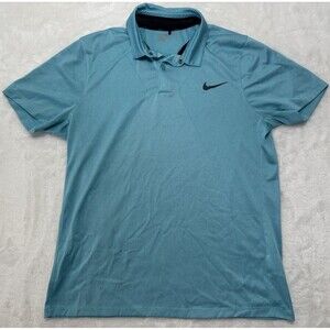 Nike Golf DRI-FIT Modern Fit Blue Polo Shirt Men’s Large Snap Button Fly Knit